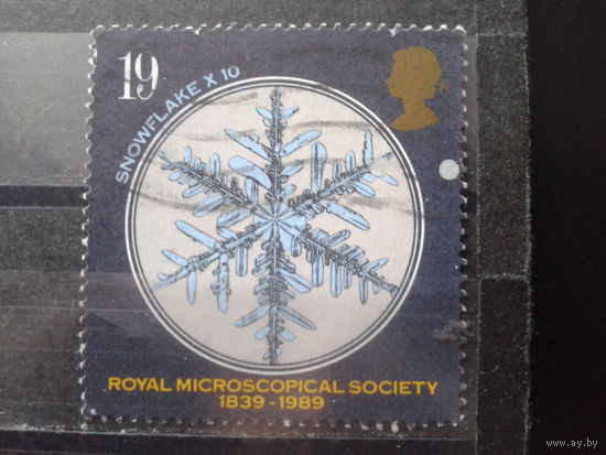 Англия 1989 Снежинка под микроскопом