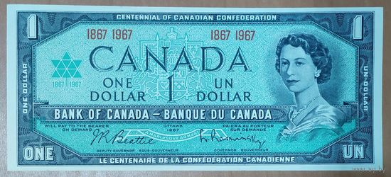 1 доллар 1967 года - Канада - UNC- юбилейная 100 лет Конфедерации