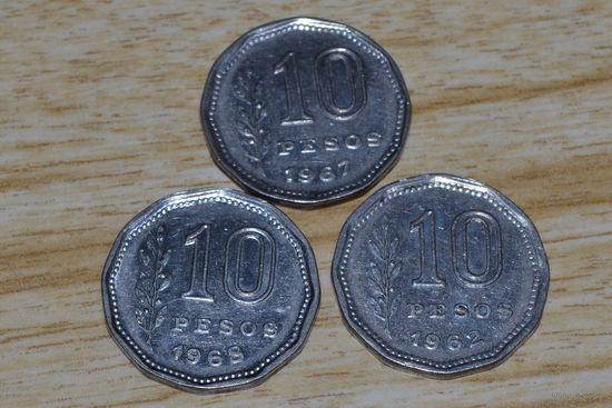 Аргентина 10 песо 1962,68