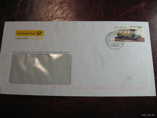 Конверт ФРГ с маркой 100 лет атомобилям почты 2005 года