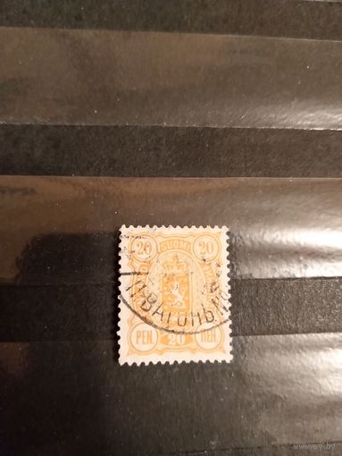 1889 Россия Великое княжество Финляндское мих 30B зуб 14 на 13 герб гашение почтового вагона железная дорога (4-8)