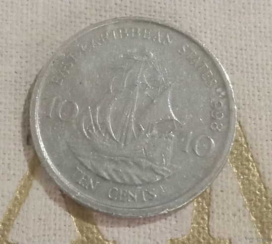 10 центов Восточные Карибы 1998 г.в.