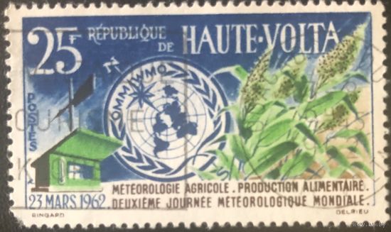 Верхняя Вотльта. 1962 год. Всемирный день метеорологии. 1 марка в серии. Mi:BF 99. Почтовое гашение