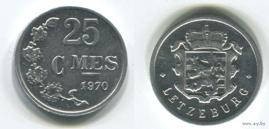 Люксембург. 25 сантимов (1970, UNC)