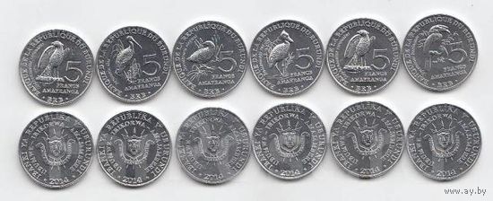 Бурунди набор 6 монет 2014 Птицы UNC