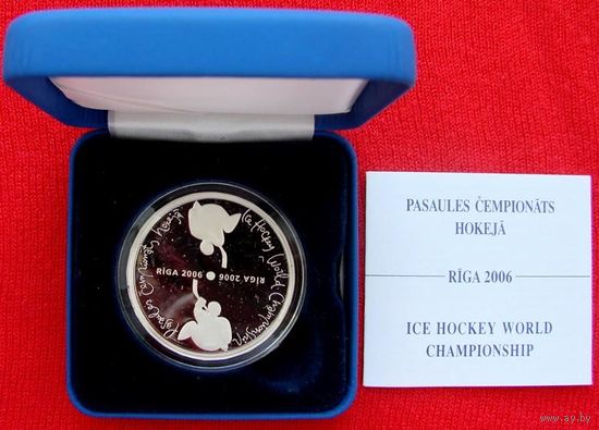 Хоккей Латвия, серебро, 2005, чемпионат мира 2006. Обмен на любые две унцовые монеты НБ.