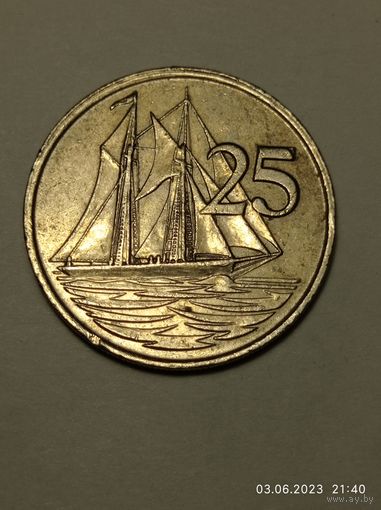Каймановы острова 25 центов 1987 года .