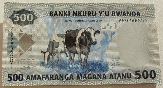 Руанда. 500 франков 2013 года  Номер по каталогу: P38