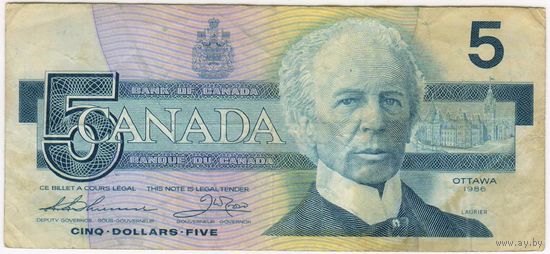 5 долларов 1986 канада