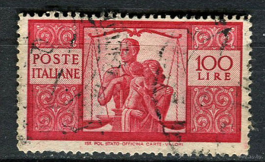 Королевство Италия - 1945 - Демократия 100L - [Mi.704] - 1 марка. Гашеная.  (Лот 56AP)