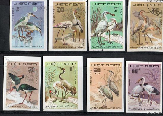 Птицы Вьетнам 1983 год б/з серия из 8 марок