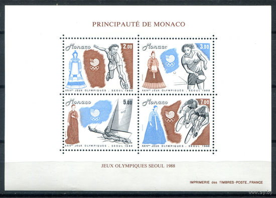 Монако - 1988г. - Летние Олимпийские игры - полная серия, MNH [Mi bl. 40] - 1 блок