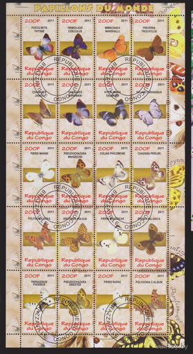 Бабочки Насекомые Фауна Конго 2011 год  лот 2034 Блок   20 марок