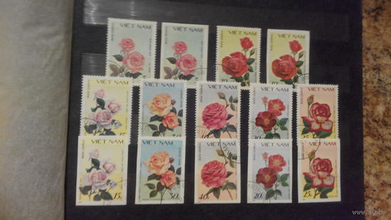Розы, цветы, флора, марки Вьетнам 2 серии - зубцовая и беззубцовая