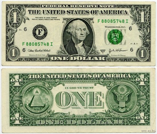 США. 1 доллар (образца 2003 года, 2003A, F, Джорджия, P515b)