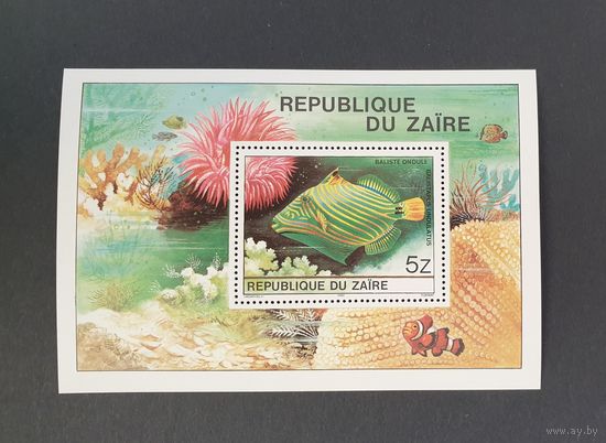 Тропическая рыба Блок ДР Конго Заир 1980