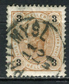 Австро-Венгрия - 1899 - Кайзер Франц Иосиф - 3 H (перф. 13: 12 1/2) - [Mi.71A] - 1 марка. Гашеная.  (Лот 25EL)-T2P8