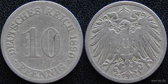 YS: Германия, Рейх, 10 пфеннигов 1890G, KM# 12