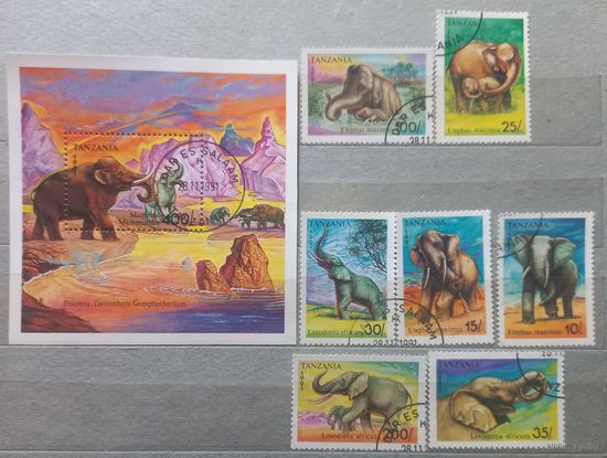 Танзания. 1991г. Фауна. Слоны.