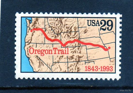 США. Ми-2343. 150 лет Орегонской железной дороге. Карта. 1993
