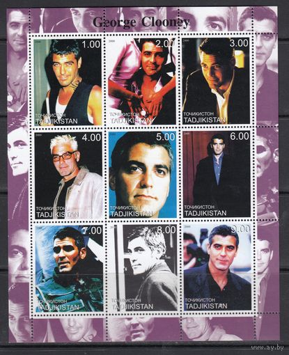 Джордж Клуни Актер Звезды кино 2000 Таджикистан MNH полная серия 9 м зуб