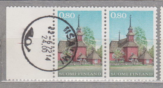 Финляндия Деревянная церковь в Керу 1971 год лот 4 Сцепка ЧИСТАЯ и гашеная менее 30% то каталога можно раздельно