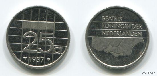 Нидерланды. 25 центов (1987, XF)