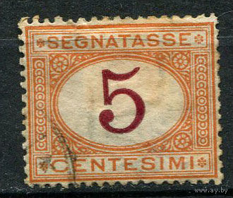 Королевство Италия - 1870/1894 - Доплатная марка - Цифры - 5c - [Mi.5p] - 1 марка. Гашеная.  (Лот 49AF)