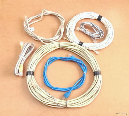 Набор сетевых кабелей RJ45 и телефонных кабелей