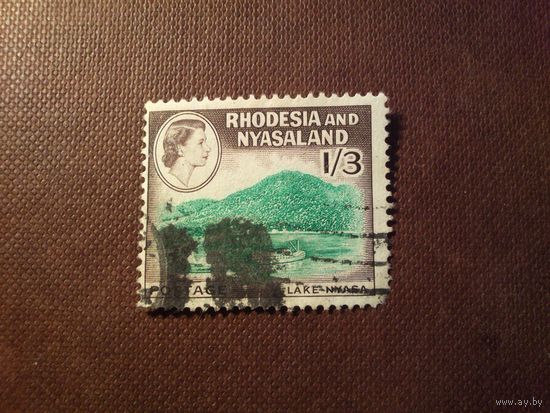 Британская Родезия и Ньясаленд 1959 г.Королева Елизавета II и Озеро Ньяса./45а/