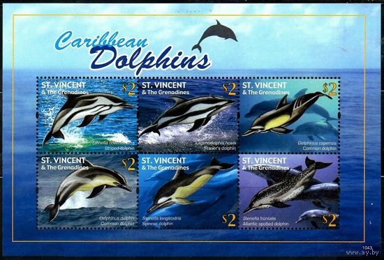 2011 Сент-Винсент и Гренадины 6906-6911KL Морская фауна - Дельфины 10,00 евро