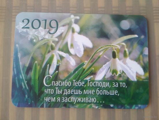 Карманный календарик  Подснежники. 2019 год