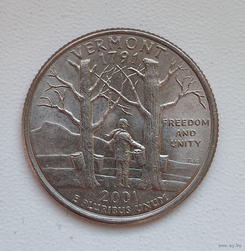 США 25 центов 2001 Вермонт D #113