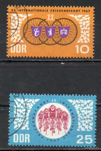 XX международная велогонка Мира Варшава-Берлин-Прага ГДР 1967 год серия из 2-х марок