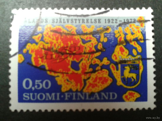 Финляндия 1972 карта и герб Аландов