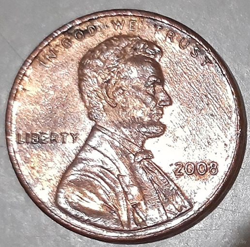 США 1 цент, 2008 Lincoln Cent Без отметки монетного двора (14-13-34)