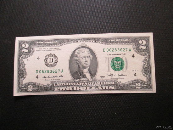 2 доллара США 2009 г., D 06283627 A, XF