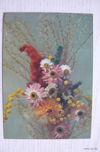 Композиция из сухих цветов; подписана (изд. Польша).