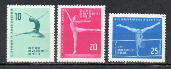 Спорт Гимнастика ГДР 1961 год серия из 3-х марок