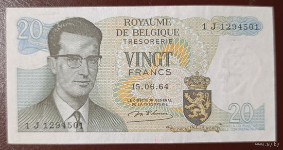 20 франков 1964 года - Бельгия - UNC