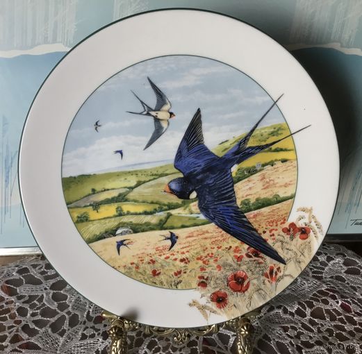 Тарелка Коллекционная Птицы Ласточка Англия фарфор