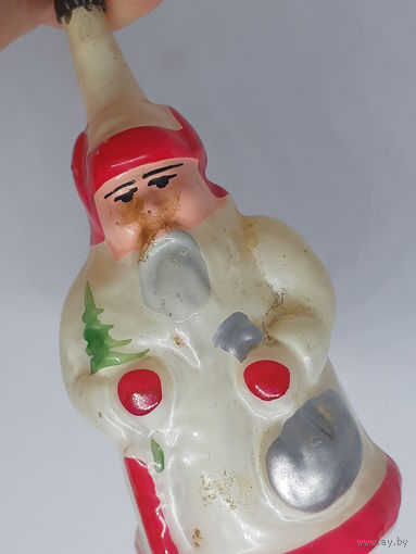 Игрушка ёлочная дед Мороз с подарками, стекло. СССР
