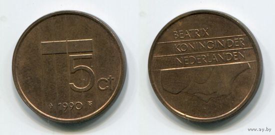 Нидерланды. 5 центов (1990, XF)