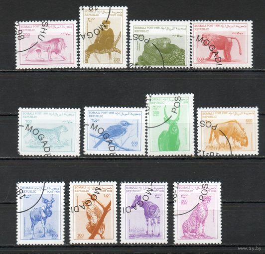 Стандартный выпуск Животные Африки Сомали 1998 год серия из 12 марок