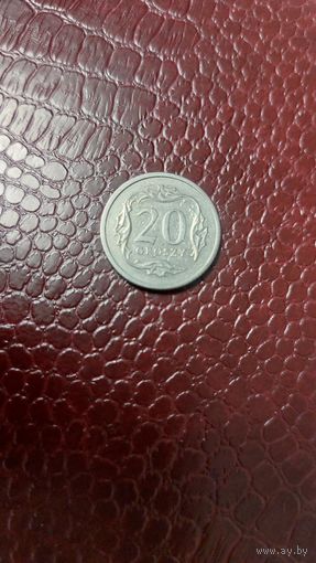 Монета 20 грошей 2001г. Польша. Неплохая!