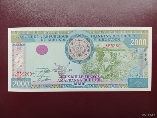 Бурунди 2000 франков 2001 UNC