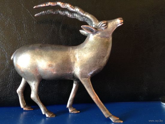 Старинная статуэтка "Антилопа гарна " медь, серебрение, снижена цена до 10.06.24г