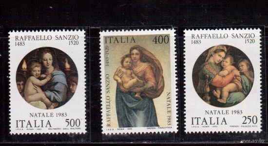 Италия-1983, (Мих.1861-1863) ** , Рождество,  Живопись, Рафаэль, (Полная серия)