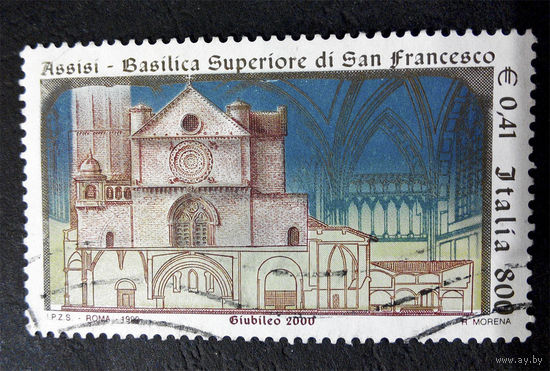 Италия 1999 г. Базилика св. Франциска. Архитектура, полная серия из 1 марки #0041-A1