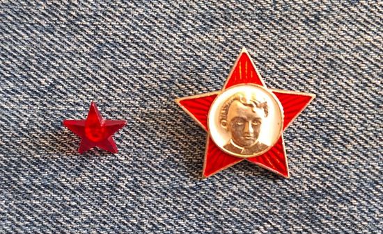 Значок Октябрёнка и звёздочка пионервожатого СССР.